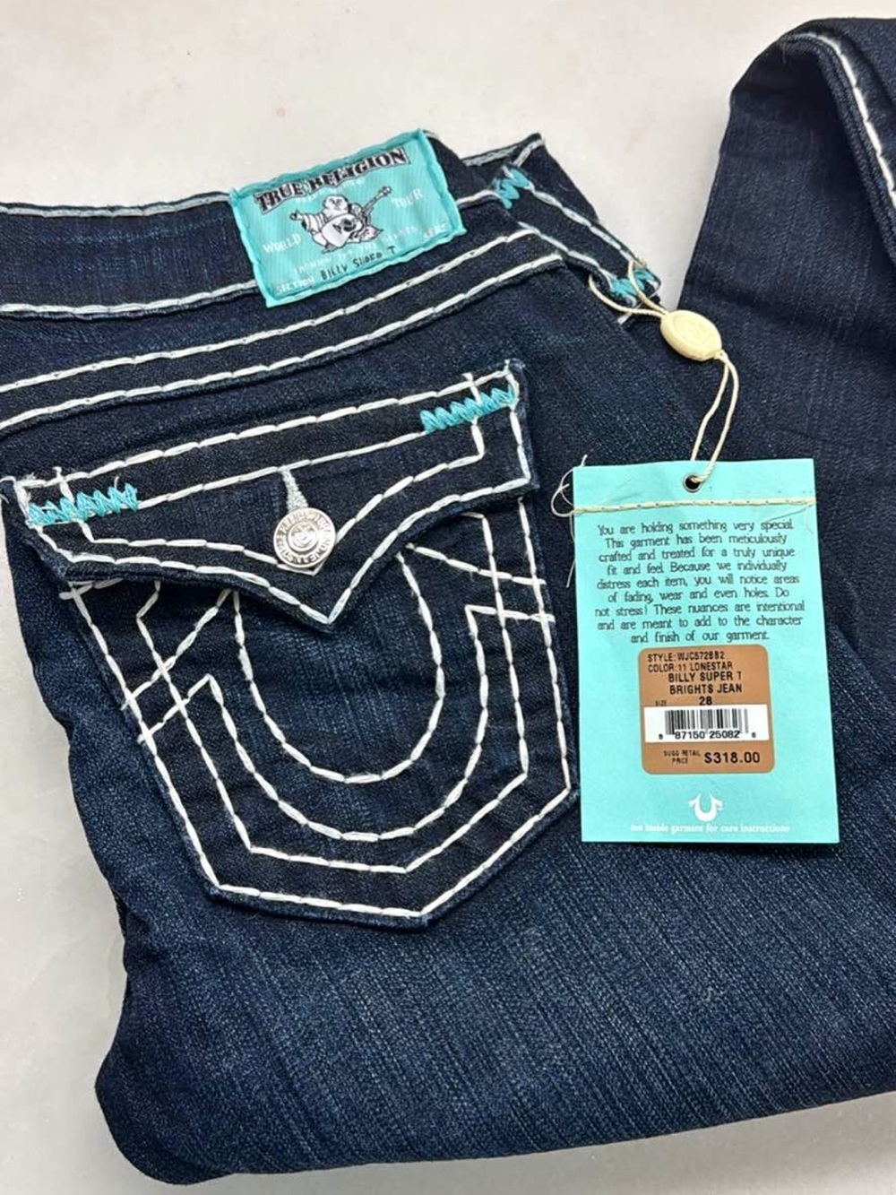 Y2K True Religion Women's Dark Blue Classic Straight Jeans